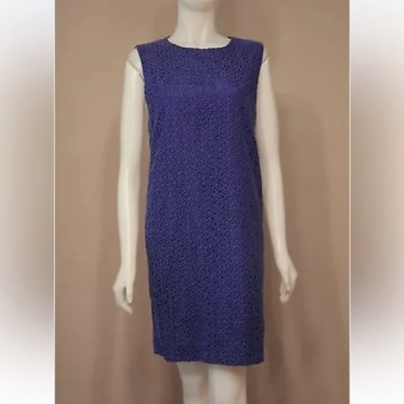 Diane Von Furstenberg Blue Zihna Crochet Lace Sleeveless Dress size 8 Designer - Picture 1 of 9